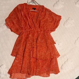 H&M Vibrant Red Paisley Mini Dress